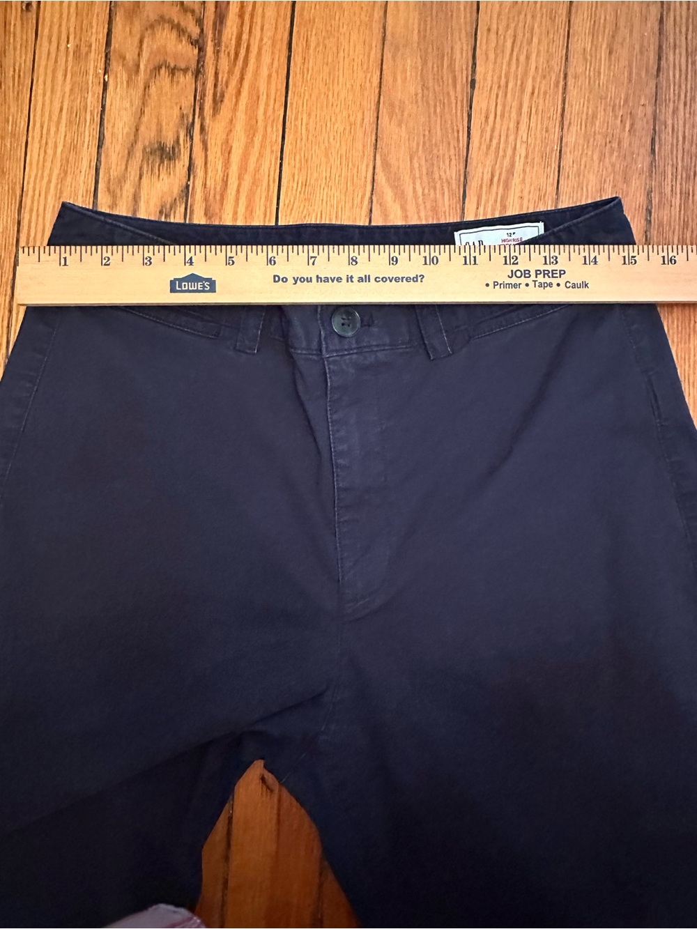 GAP High Rise Stride Ankle Pants Women's 12 P Navy Wide Leg Cropped Chino 1154 - Picture 6 of 7